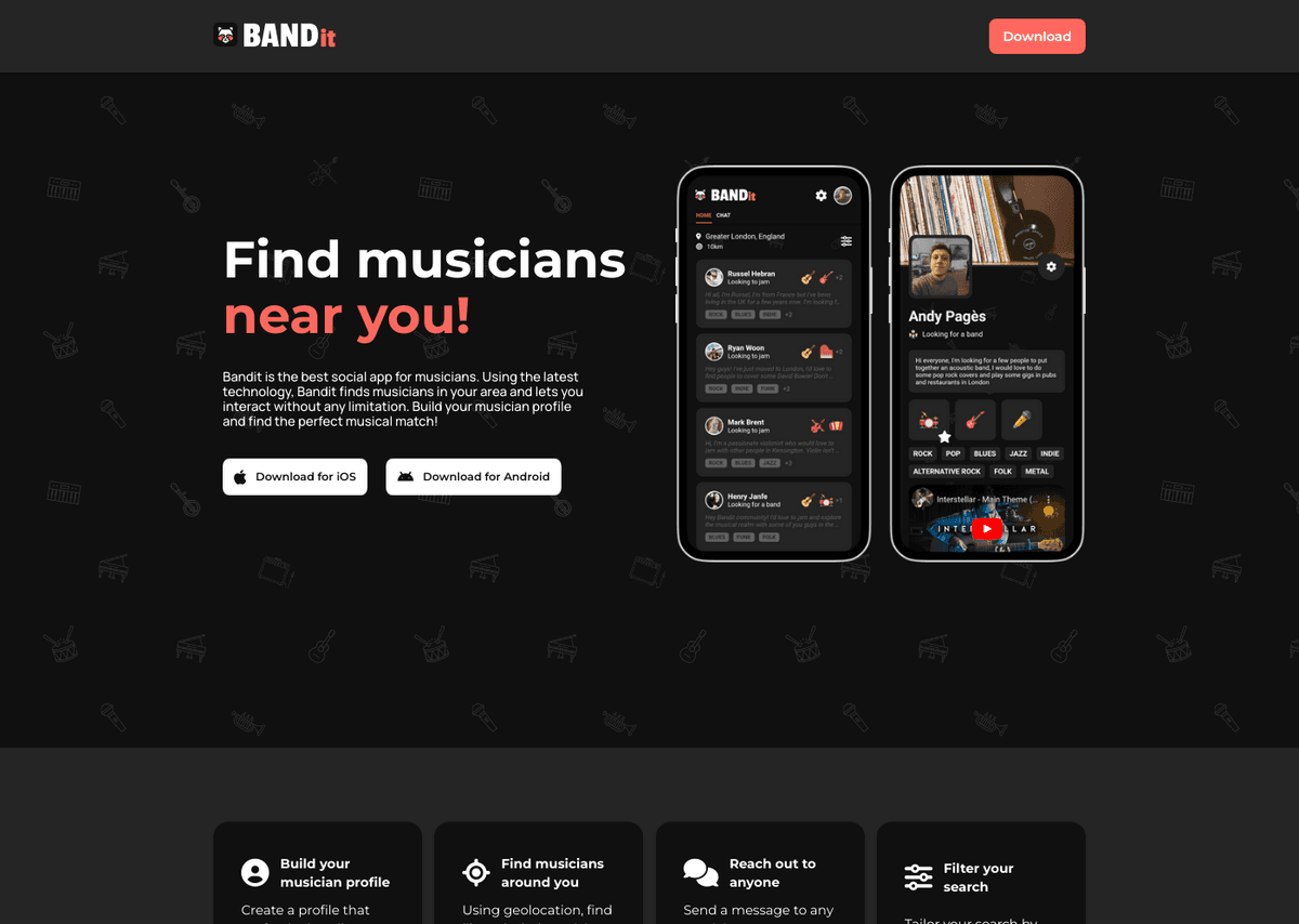 Bandit App website