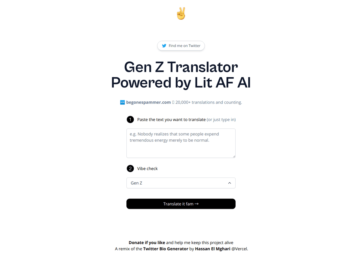 Gen Z Translator website