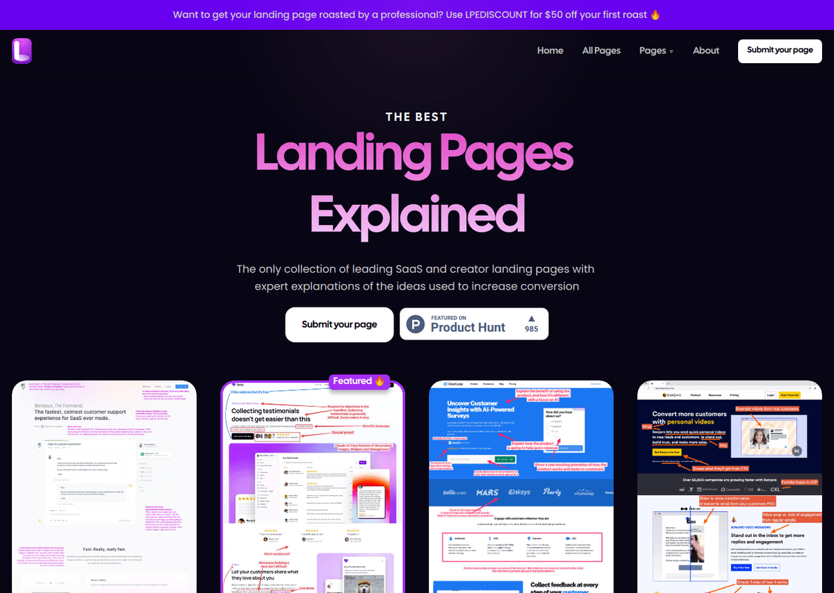 Landing Page Explained website