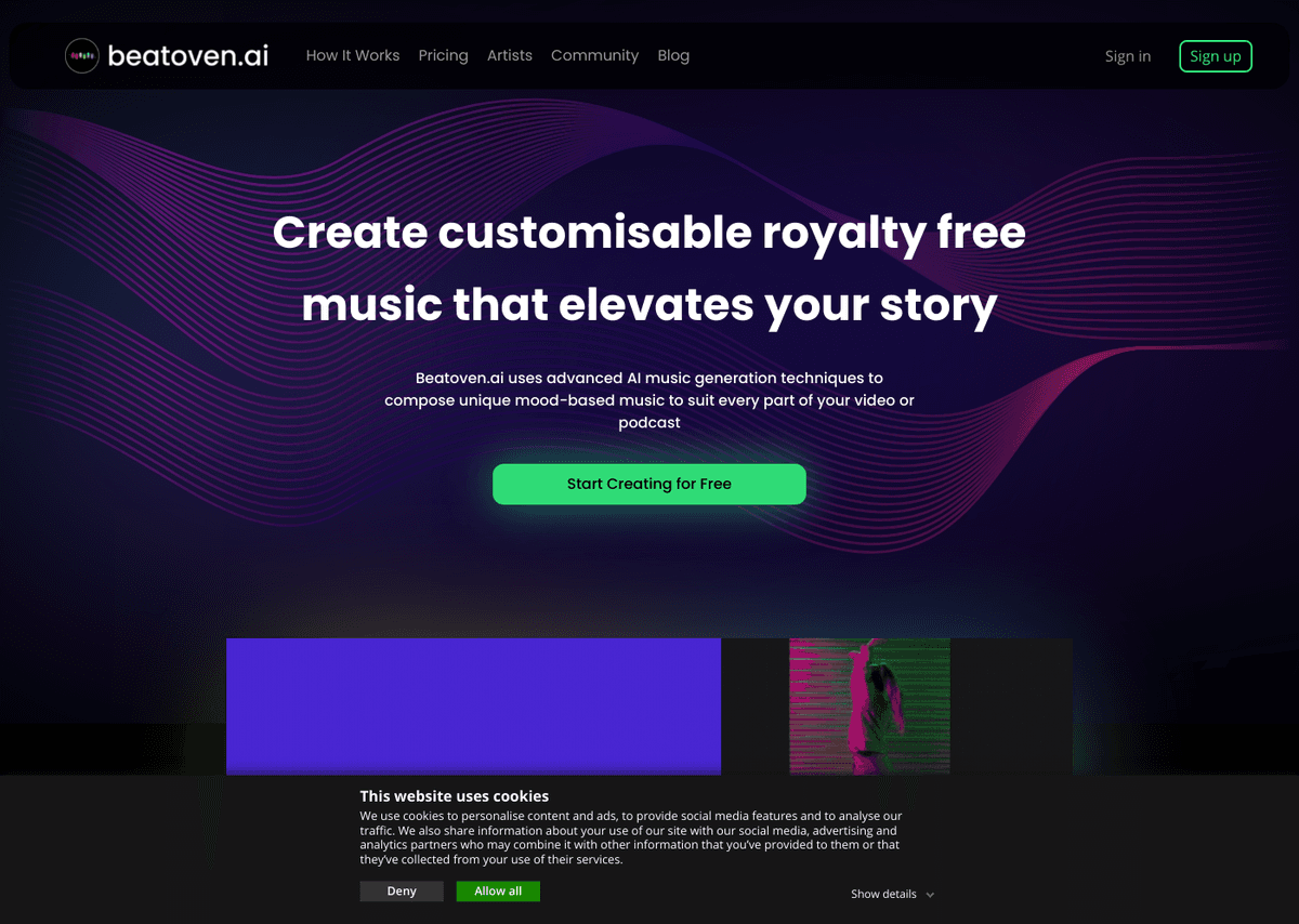 Beatoven.ai website