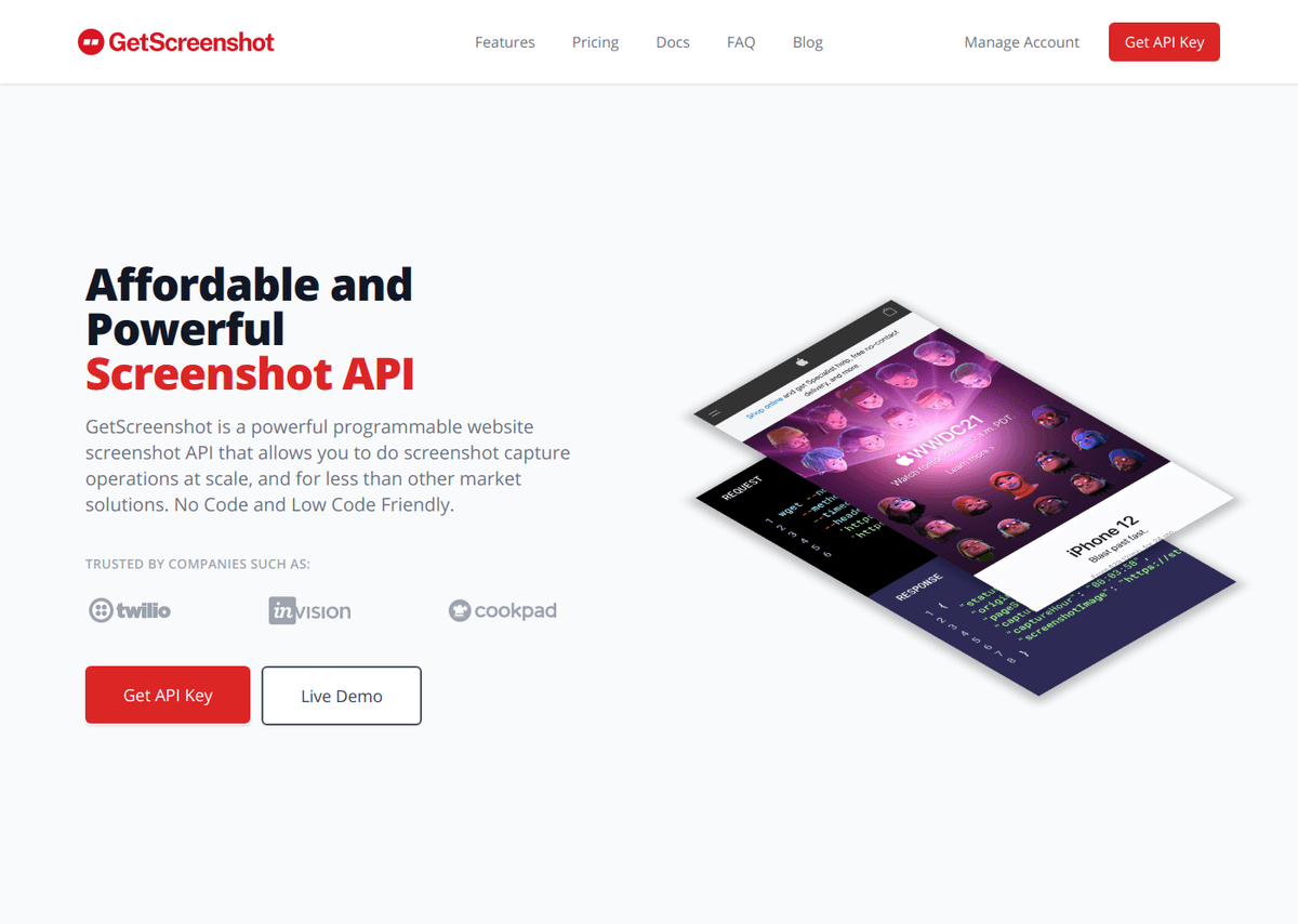 GetScreenshotApi website