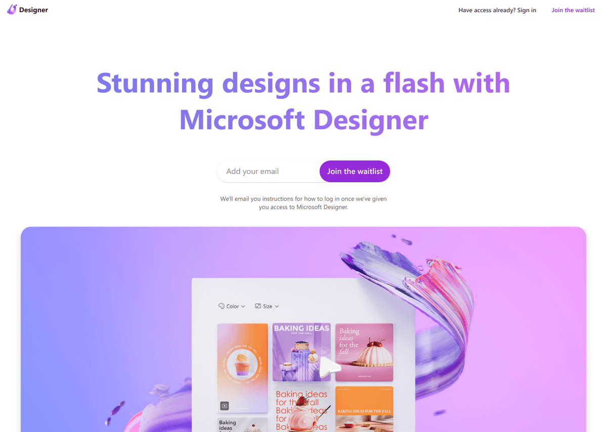 Microsoft Designer website