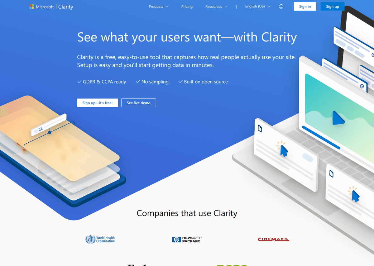 Microsoft Clarity website