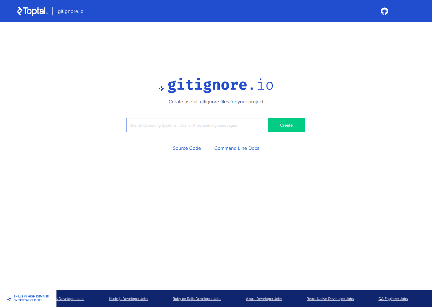 Gitignore.io website