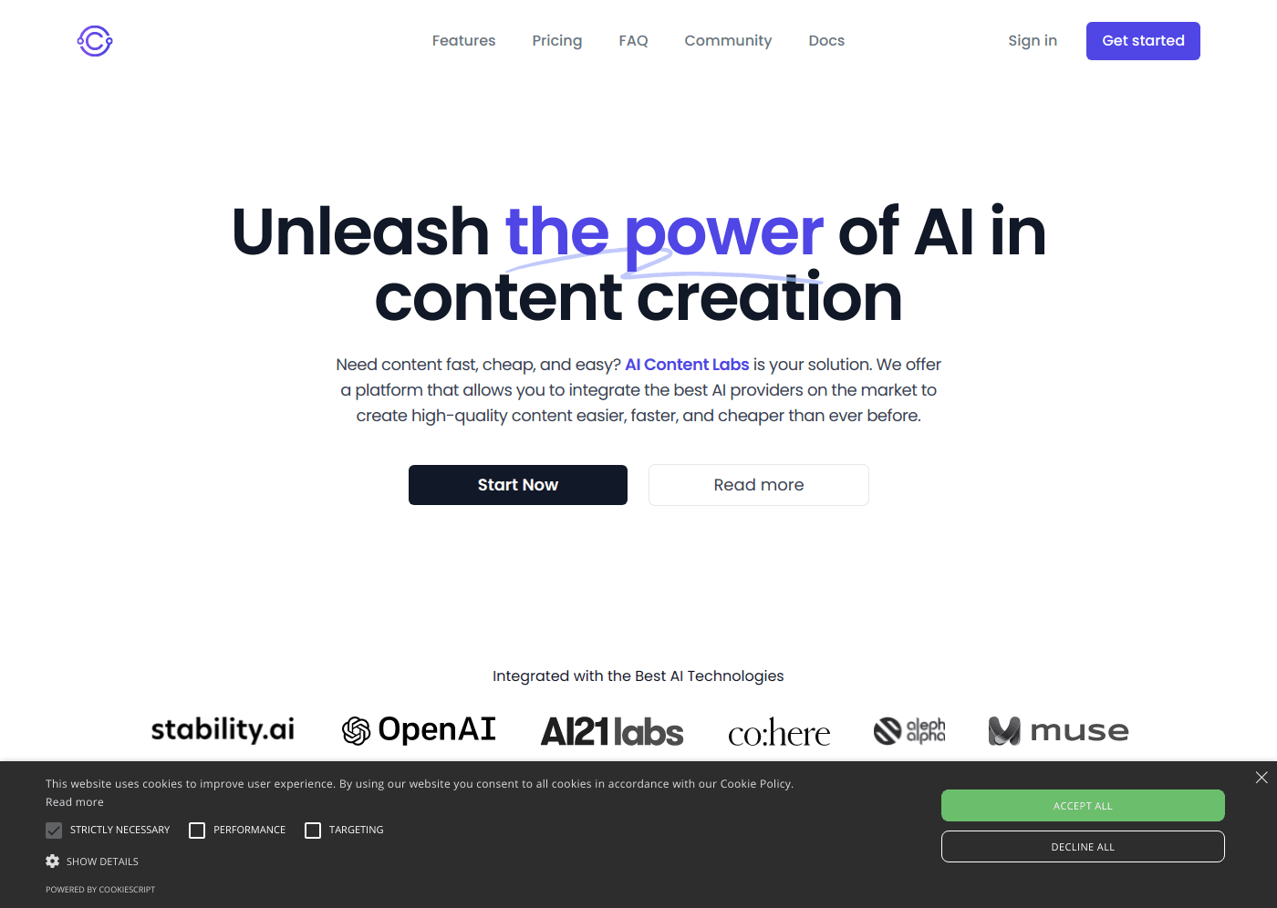 Ai Content Labs website