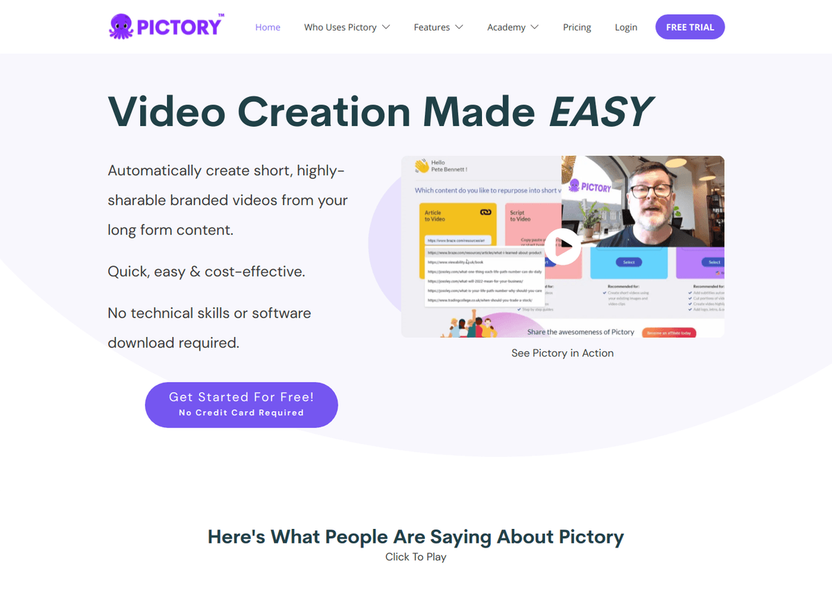 Pictory website