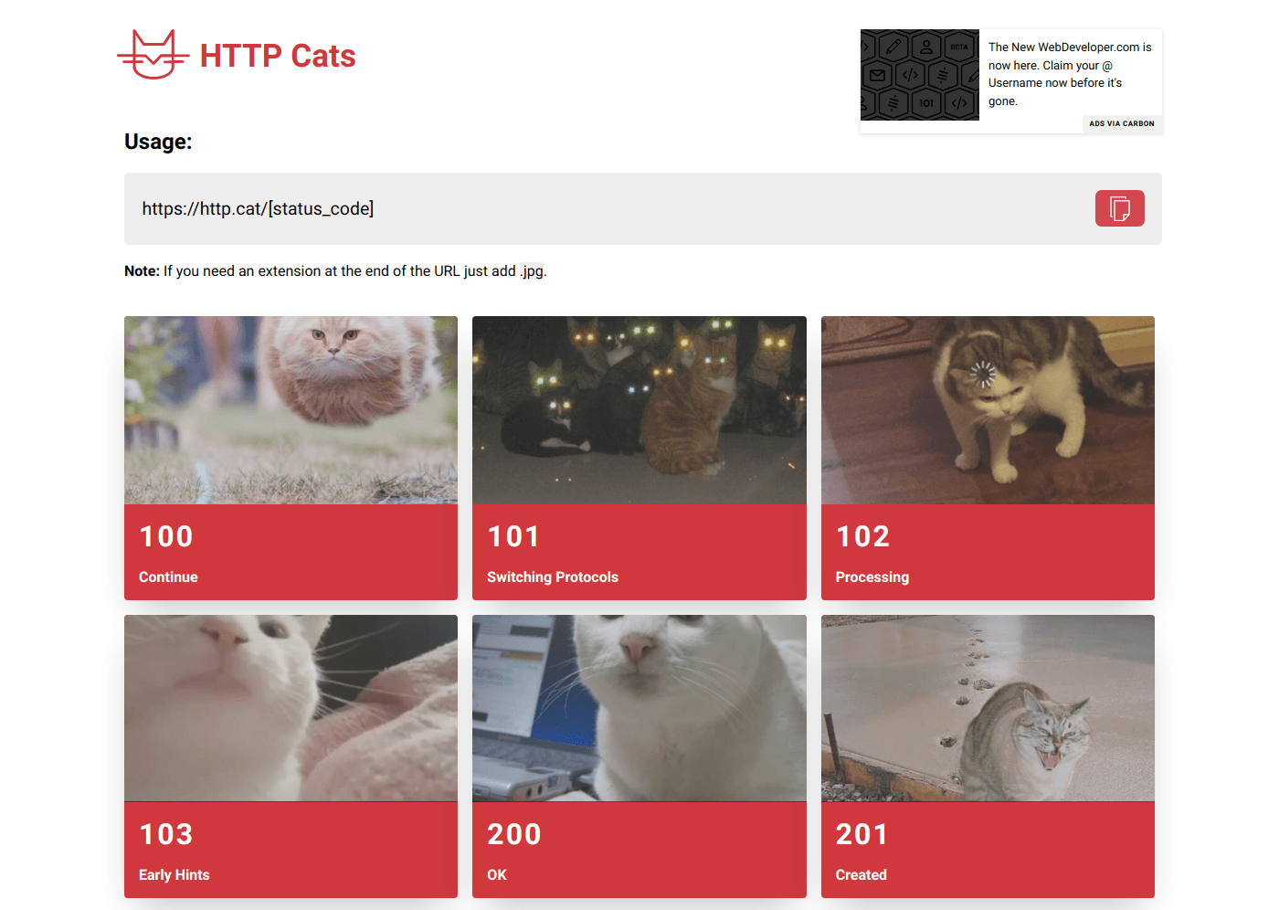 Http.cat website
