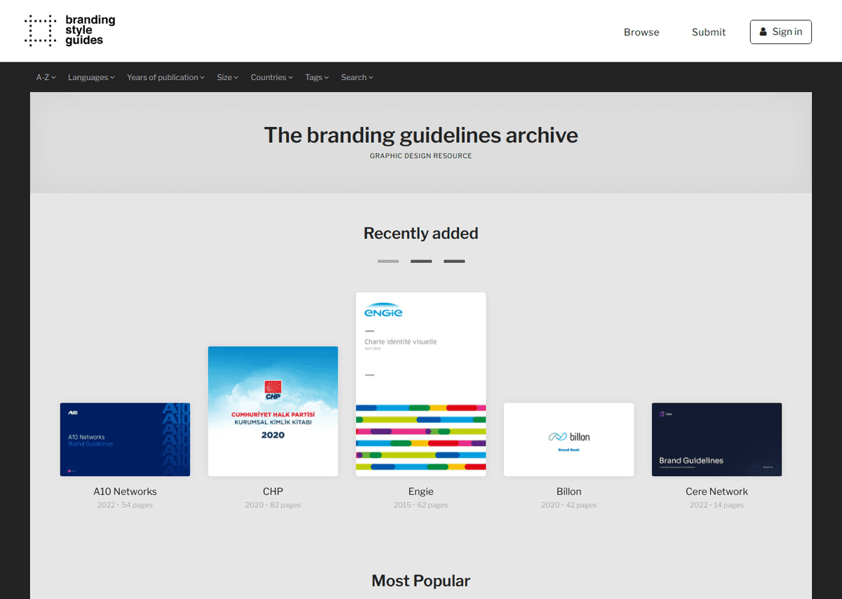 Branding Style Guides website