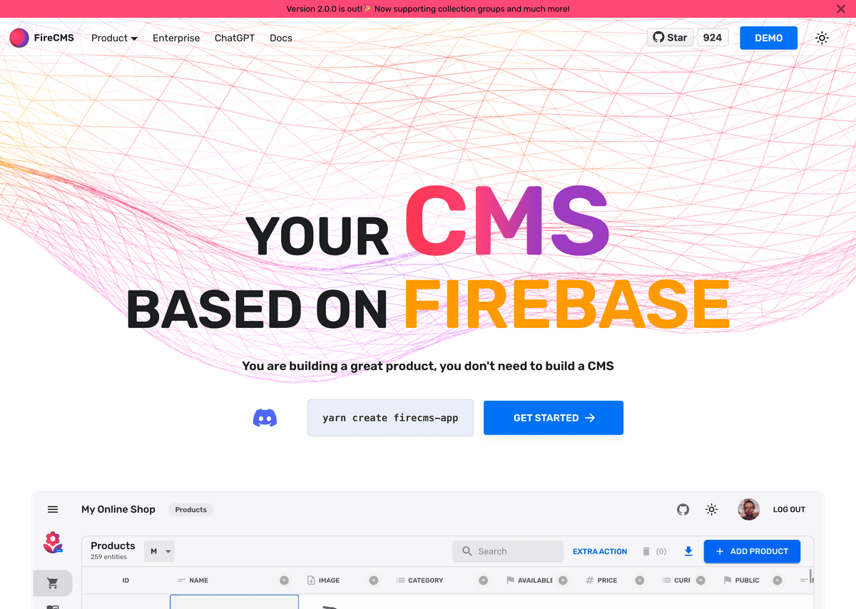 FireCMS website