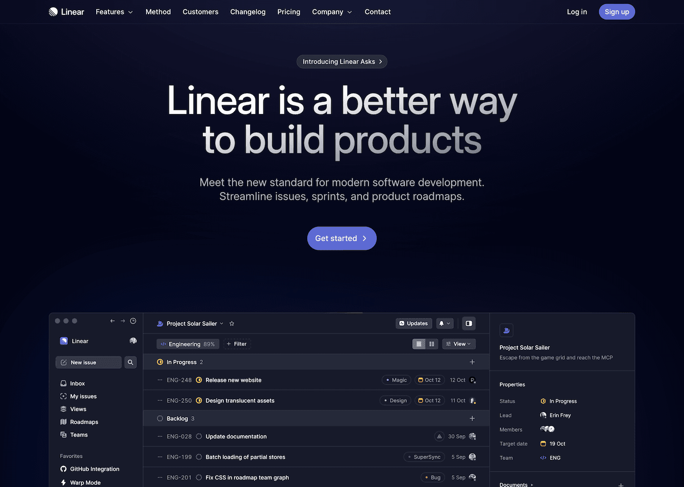 Linear website